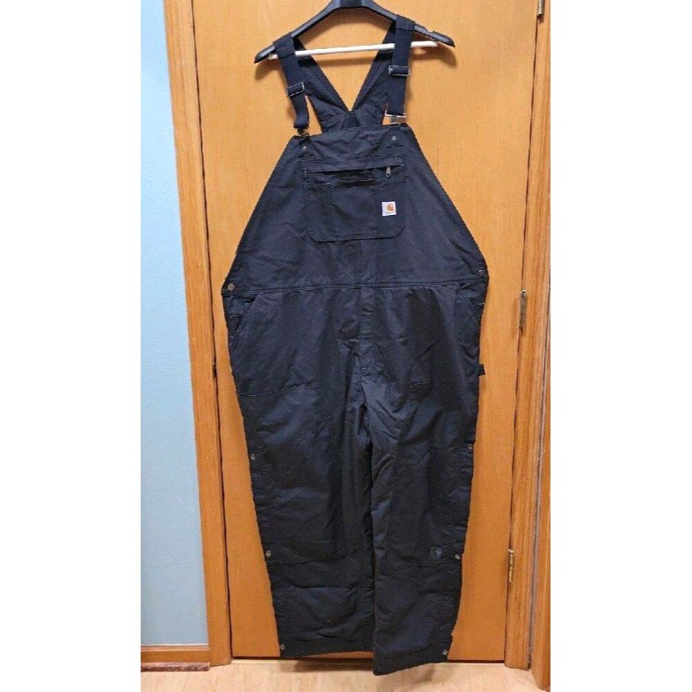 Carhartt Jefferson Quick Duck Bib Overalls Black Men's 3XL Regular